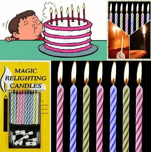 

Magic Funny Relighting Joke Birthday Party Candles Cake Accessory Festive Holiday Wedding supplies cake topper decorations
