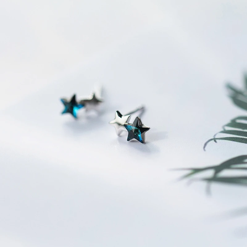 Женские серьги гвоздики из серебра 925 пробы с двумя кристаллами|brincos fashion|fashion stud