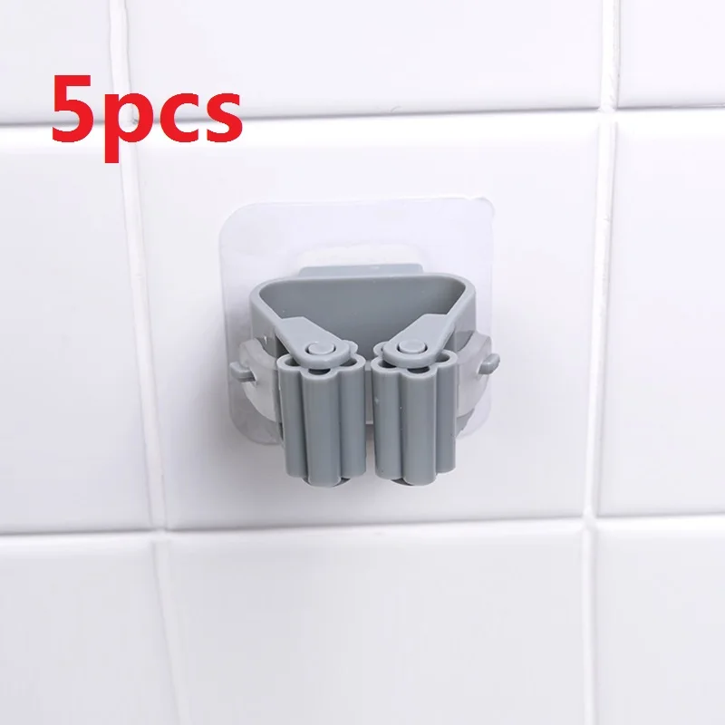 Gray 5pcs 1/2/5 шт творческие Швабра Метла держатель настенный держатель швабры хранения бытовой веник вешалка крючок стеллажи для выставки товаров Кухня Ванная комната организатор - Цвет: Gray 5pcs
