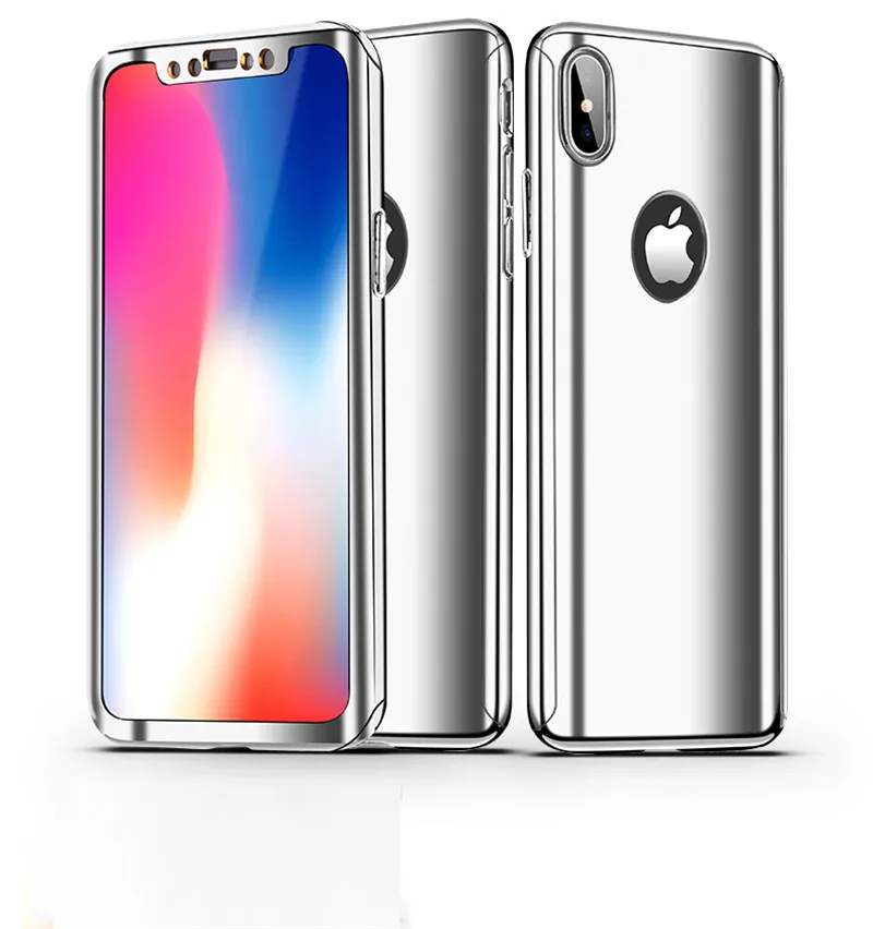 360 градусов Покрытие Зеркало чехол для iPhone 6 6s 7 8 Plus X Жесткий ПК полный корпус чехол для iPhone 6s 6 s 7 8 X телефонные чехлы со стеклом