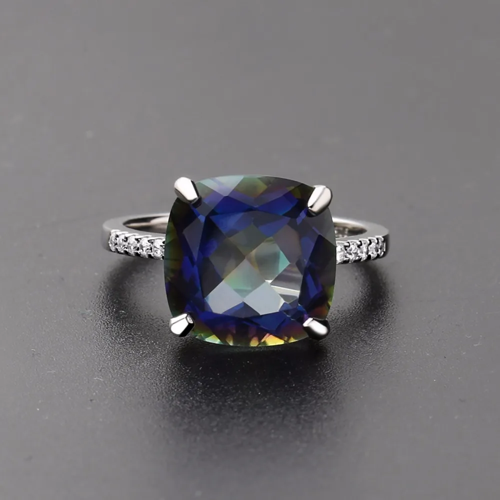 Gem's балетное 925 пробы Серебряное кольцо ювелирные украшения натуральный Blueish мистический кварцевый камень кольца для женщин 9.66Ct