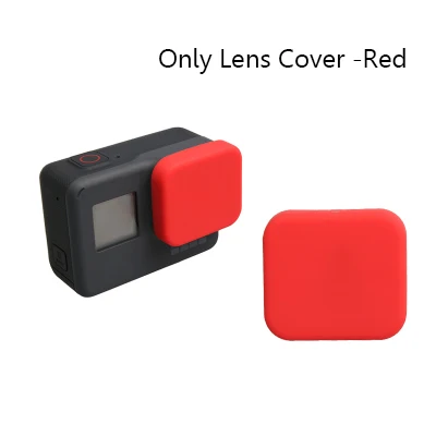Lens Cover-Red Аксессуары для Go Pro, чехол для экшн-камеры, защитный силиконовый чехол+ Крышка для объектива GoPro Hero 5 6 7 Black Hero camera - Цвет: Lens Cover-Red