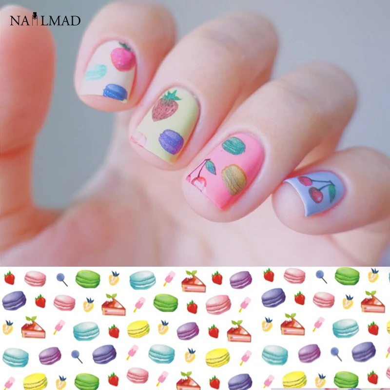 1 лист макарон водные переводки для ногтей переводные наклейки кексов воздушные