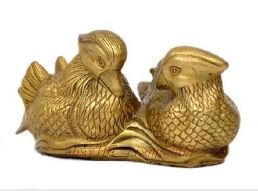 China's rare manual brass couple of mandarin duck statue carving | Дом и сад