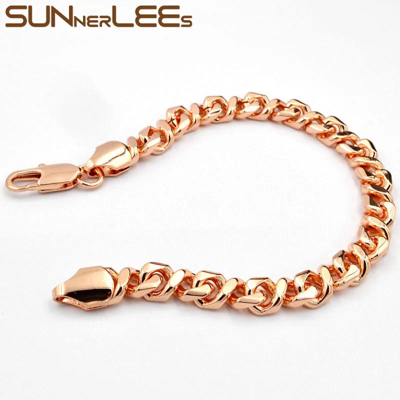 Браслет и ожерелье цвета розового золота 7 мм 8 дюймов|necklace bracelet set|necklace braceletcurb cuban |