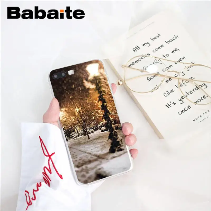 Babaite пейзаж зимний светильник снег Рождество DIY окрашенный чехол для телефона для iPhone 8 7 6 6S Plus X XS MAX 5 5S SE XR 10 Чехол