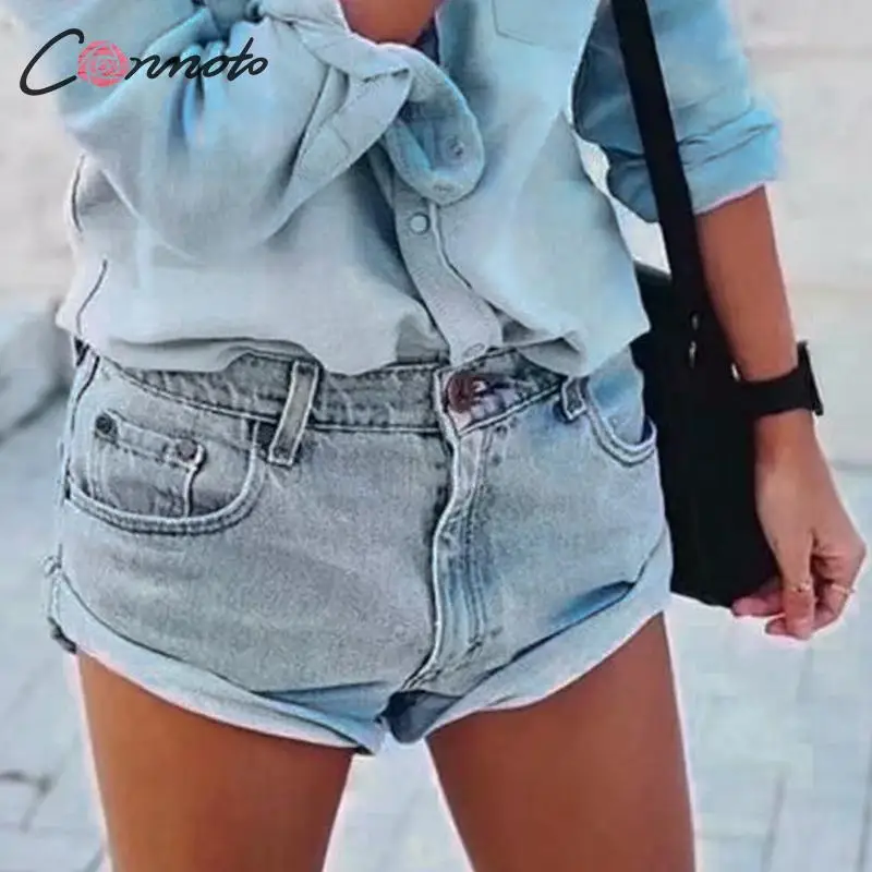 Conmoto Повседневные джинсовые шорты сексуальные с заниженной талией однотонные