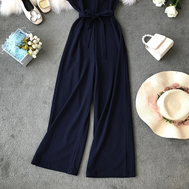 ALPHALMODA Женские однотонные Комбинезоны на одно плечо с высокой талией и поясом, женские летние модные повседневные Комбинезоны ярких цветов без рукавов
