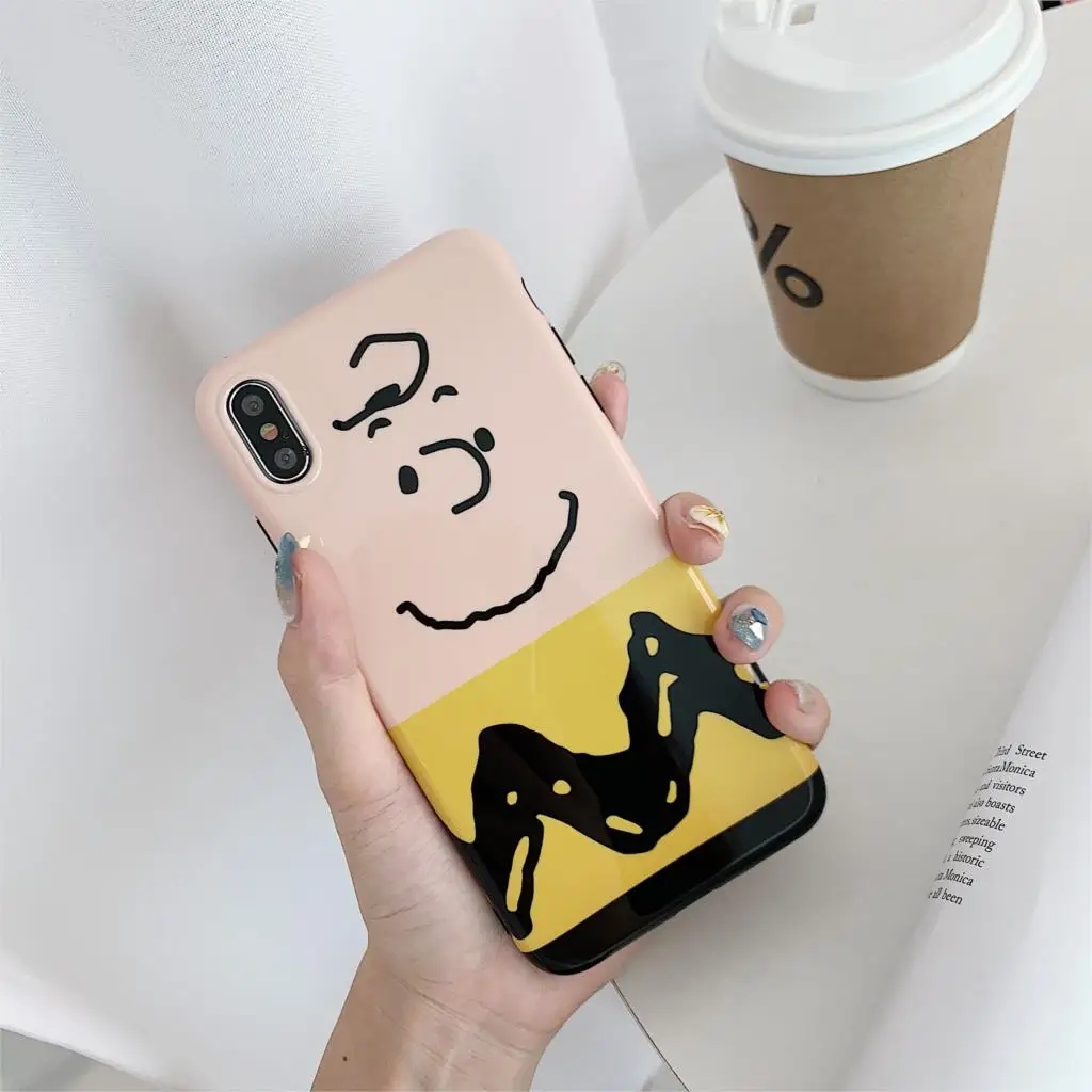 For iphone 7 Case IMD Cartoon Charlie Snoopy Phone iPhone X XR XS Max 6 6S 8 Plus 10 Cover Luxury Funda for Capa |