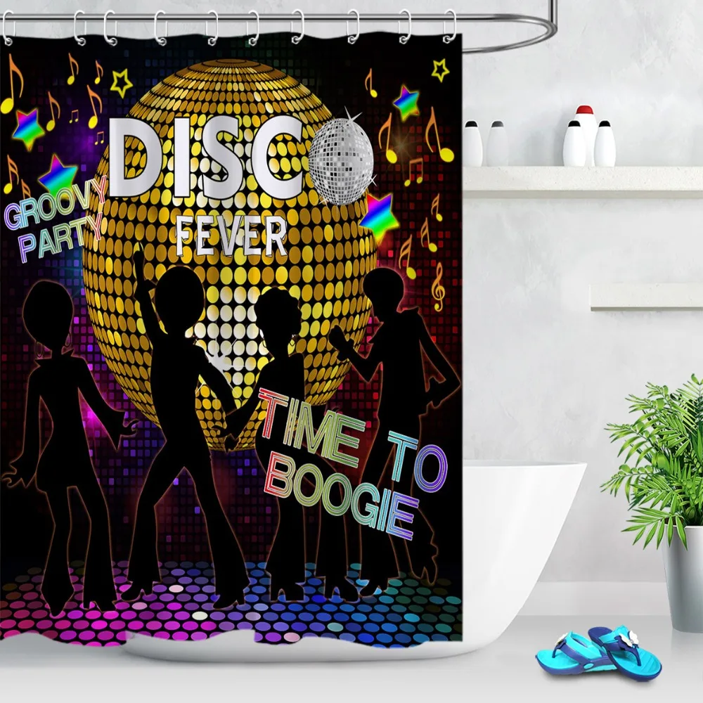Водонепроницаемая занавеска для душа LB Gold Groovy из полиэстера вечеринки дискотеки