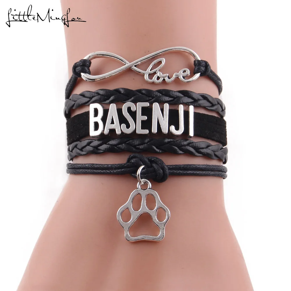 Little Minglou Infinity love Basenji браслет с фигуркой собаки питомца амулет лапа кожа обёрточная бумага мужские браслеты и браслеты для женщин ювелирные изделия - Окраска металла: 4462a