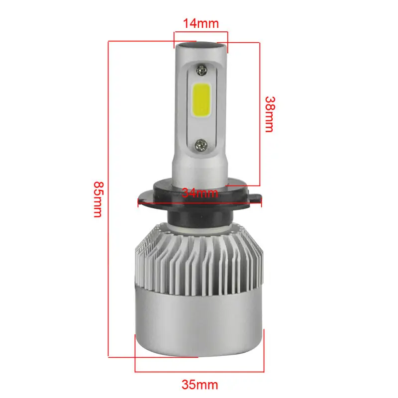 S2 LED 72 Вт/комплект 8000LM/комплект автомобисветильник фар H1 H3 H4 H7 H11 H13 H27 880 9004 HB3 9006 HB4
