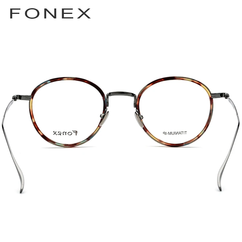 FONEX, оправа для очков из чистого титана, мужские винтажные круглые ультралегкие ацетатные очки для близорукости по рецепту, женские оптические очки 9136
