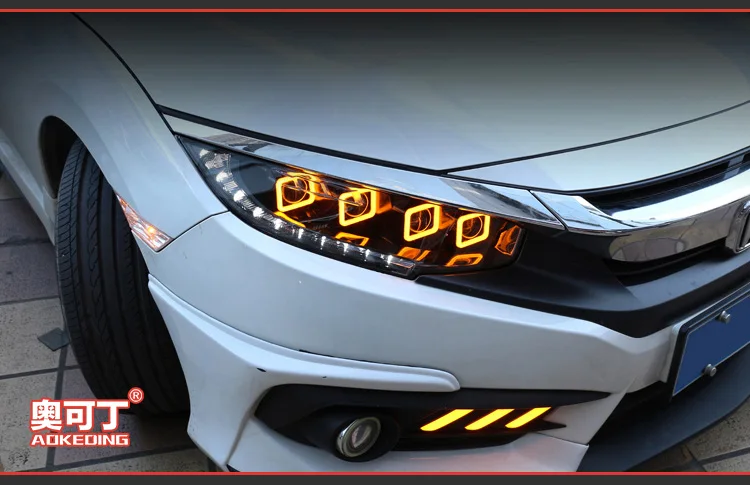 АКД Тюнинг автомобилей фары для Honda CIVIC X G10 Bugatti светодиодные фары DRL ходовые огни биксеноновый луч Противотуманные фары с ангельскими глазками