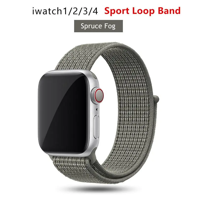 NEW Spruce Fog Нейлоновый ремешок для Apple Watch 42 мм 38 мм iWatch 4 ремешка 44 мм 40 мм Браслет спортивная петля ремешок для часов ремень для часов дышащий 5 4 3 2 1 - Цвет ремешка: NEW Spruce Fog