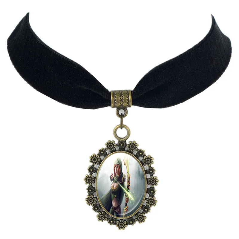 Dota 2 Черный Бархатный чокер кулон Деми герои фигура Кристалл Девичья фотография