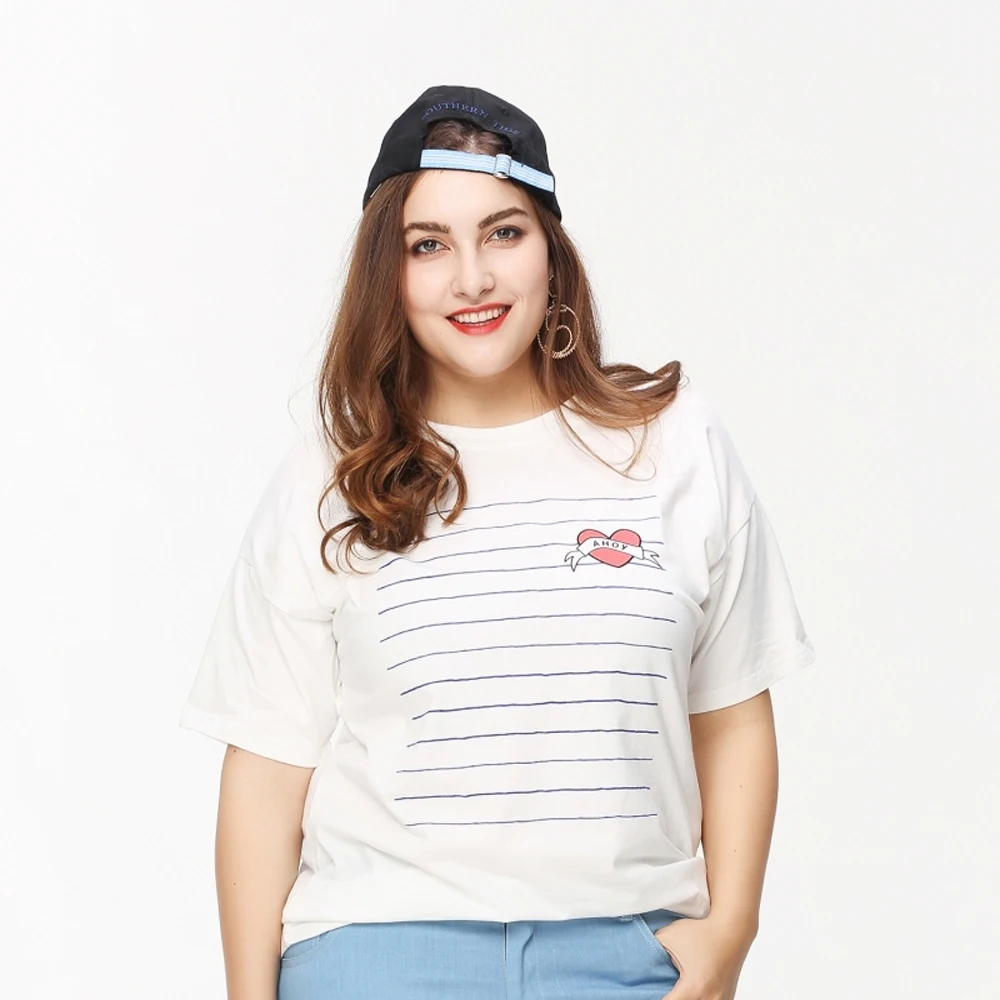 Kissmilk Plus Size Cartoon Print O Neck Short Sleeve Basic TopsSolid White Comfortable Women T Shirt Large Size T Shirt 3XL 6XL - Цвет: White