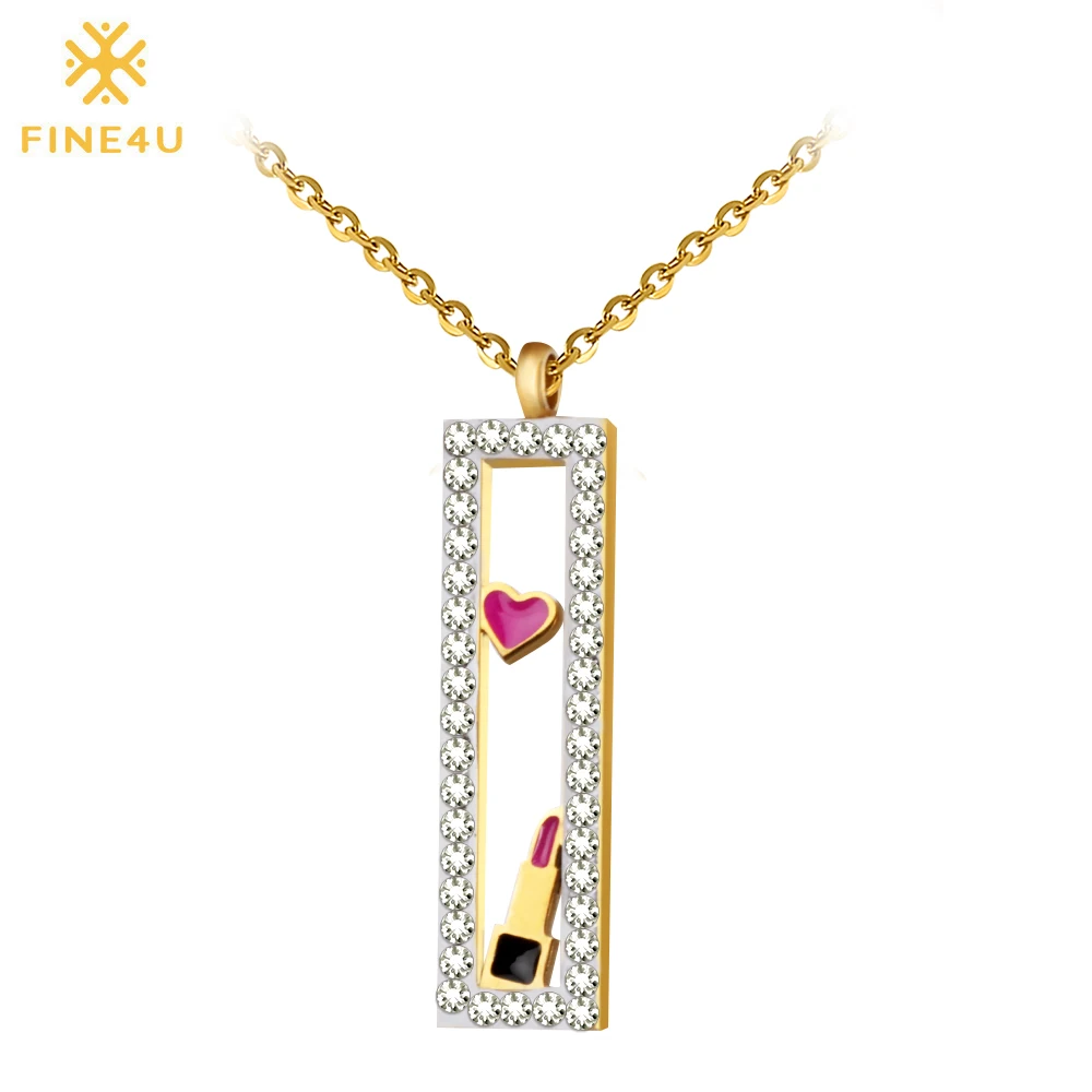 Модное женское ожерелье с кулоном из циркона FINE4U N071 цепочка золотого цвета