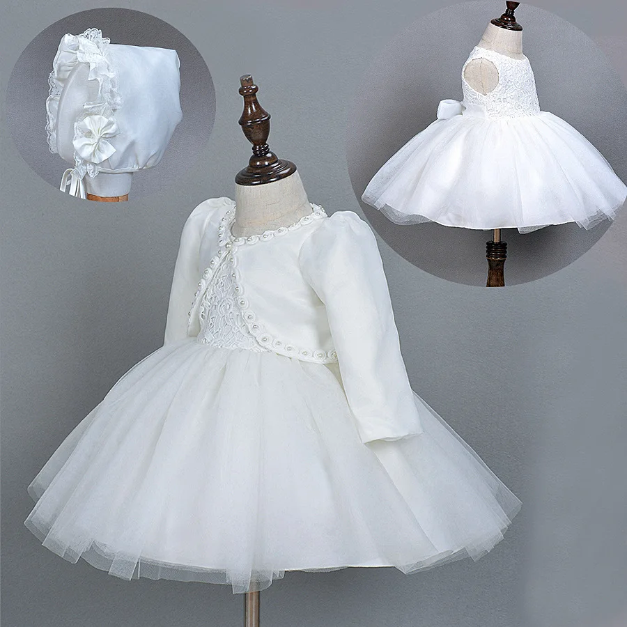 Фото Одежда для маленьких девочек платье на крестины платья ручной работы жемчуг Infantis