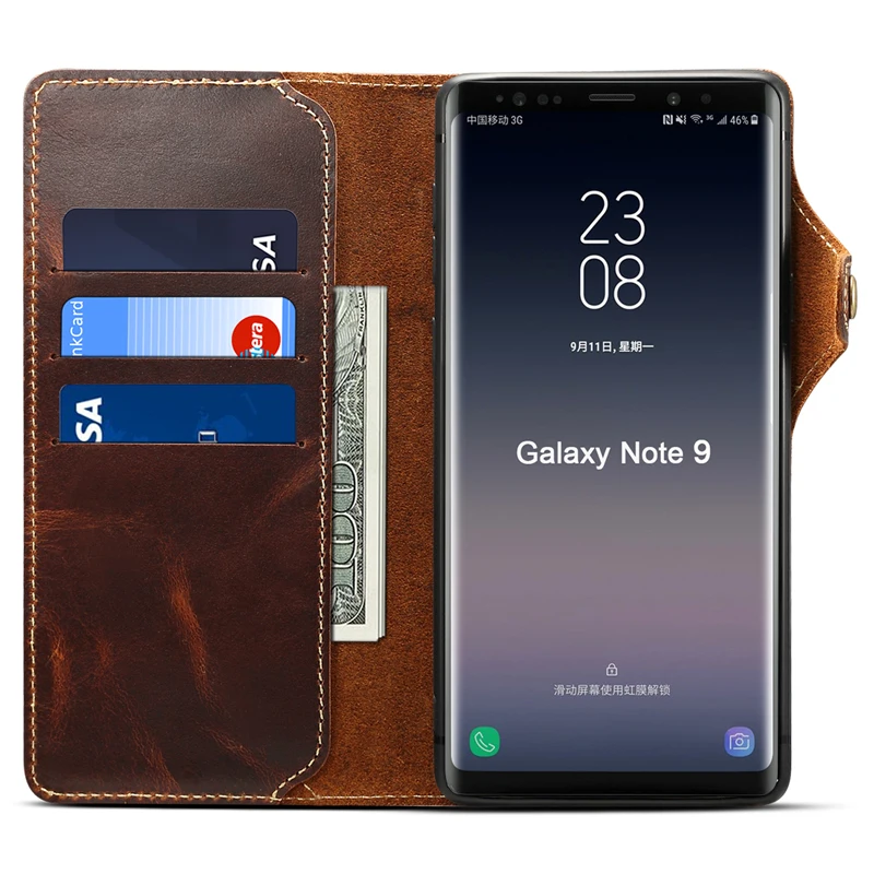 Для samsung Note9, настоящий чехол, Ретро стиль, масло, воск, Воловья кожа, ремешок на руку, флип, кошелек, сумка, чехол для samsung Galaxy Note8, чехол для телефона