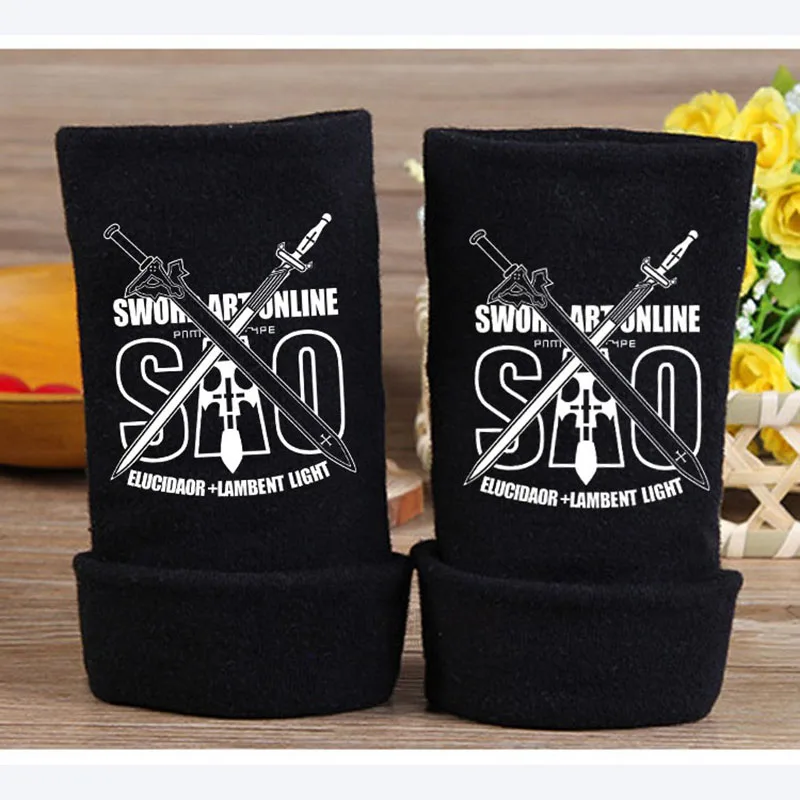 Перчатки-митенки унисекс черные с рисунком полупальцами | Аксессуары для одежды