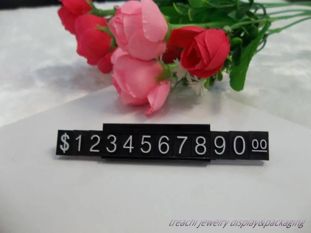 Черный пластиковый доллар цена бирки для ювелирных изделий дисплей (30 шт) Знак Cub