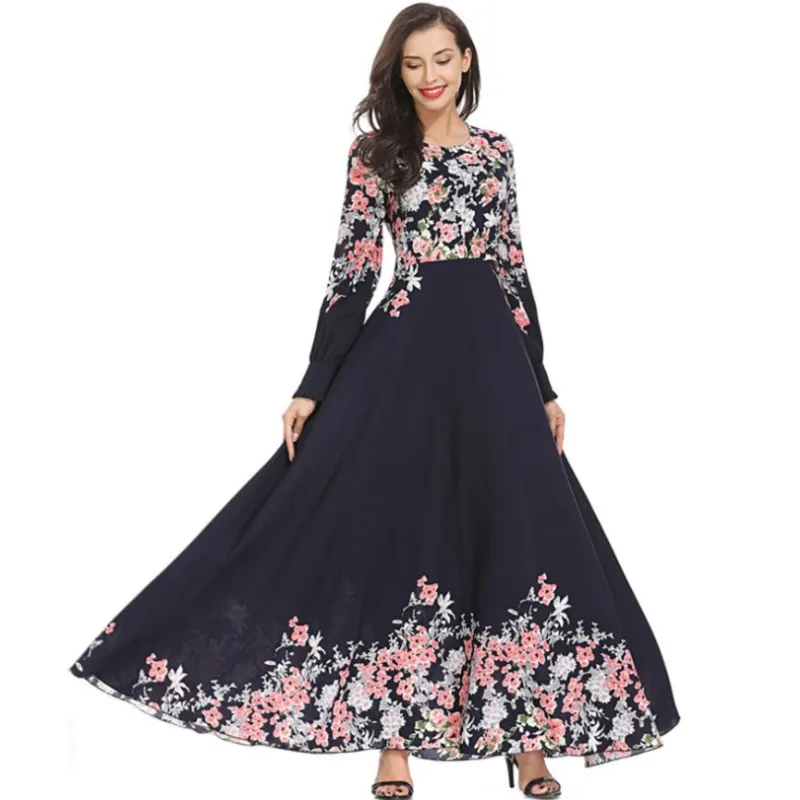 JESDEVICO Новый мусульманский Для женщин тонкий 3 вида цветов платье с принтом