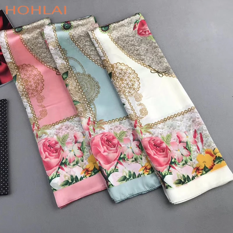 Женский Элегантный квадратный шелковый шарф модная шаль из полиэстера розового