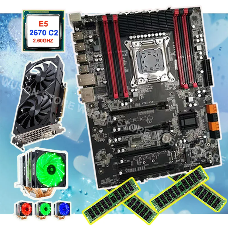 Здание игровой компьютер Runing X79 материнская плата Видеокарта GTX1050TI 4G CPU Xeon 2670 C2 2 6