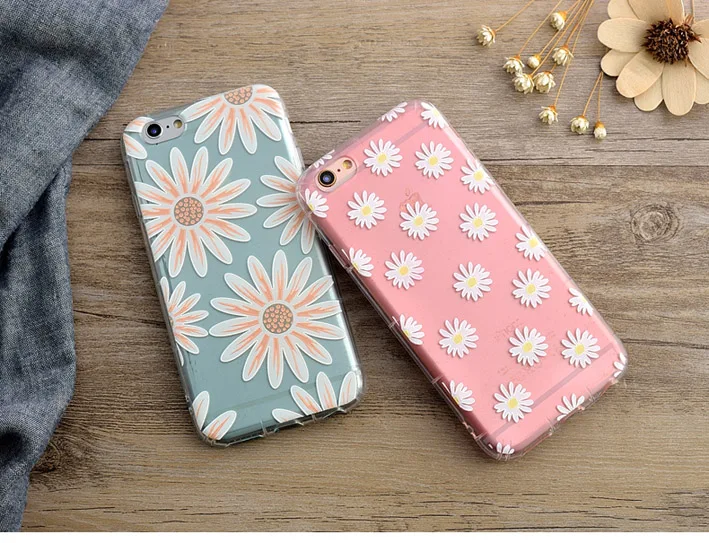 Через цвет дейзи 3D Рельеф Чехол Для iPhone 6 S 4.7 &quot6 s Плюс 5.5&quot мягкие силиконовые