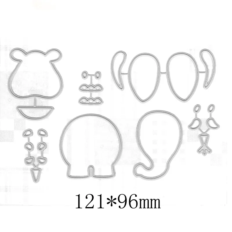 Elephant and hippo 4 животных металлические режущие штампы трафареты для DIY скрапбукинга альбом фото бумажные карты ремесла украшения шаблон тиснения - Цвет: Elephant and hippo