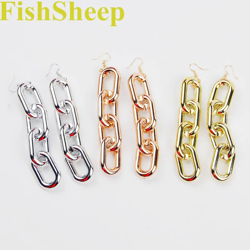 FishSheep акриловые массивные длинные серьги-цепочки для женщин массивные панк 3 цвета большие звенья цепи Висячие Серьги Brincos Pendientes
