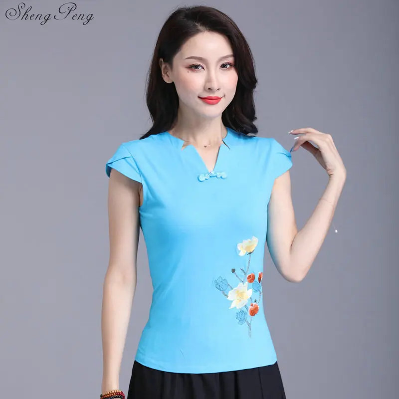 Китайская одежда топы традиционного стиля Cheongsam топы Qipao летние короткие жаккардовые хлопковые костюм для выступлений Vetement рубашка G122 - Цвет: 3
