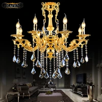8 lights gold crystal chandelier lighting fixture classic alloy chandeliers crystals lustre hanging lamp candelabra for foyer