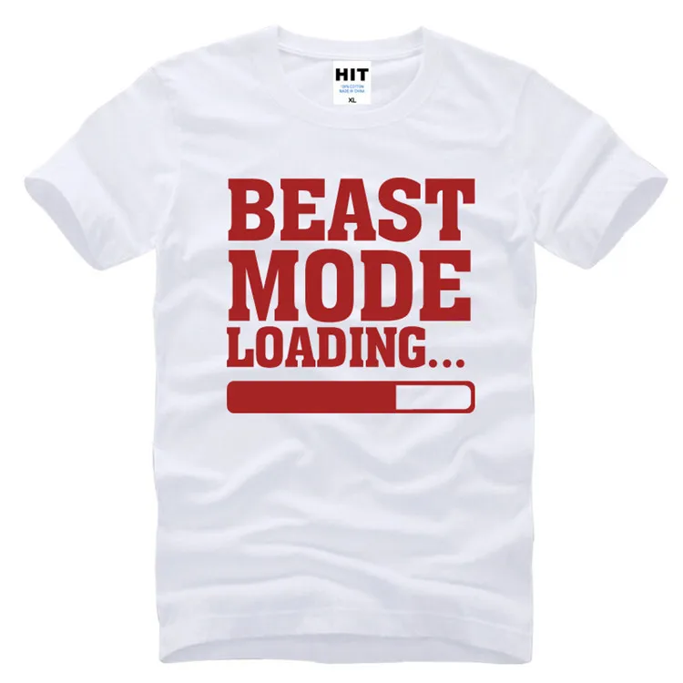 2017 Новая Мода С Коротким Рукавом BEAST MODE ЗАГРУЗКИ Напечатанная письмом мужская