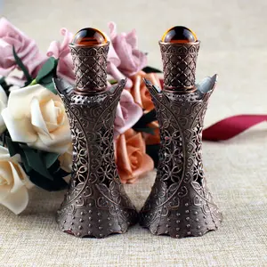 1 шт. 12 мл старинный металлический стеклянный флакон Арабский стиль Бутылочки для эфирных масел со стеклянной капельницей Средневосточный флакон для парфюма