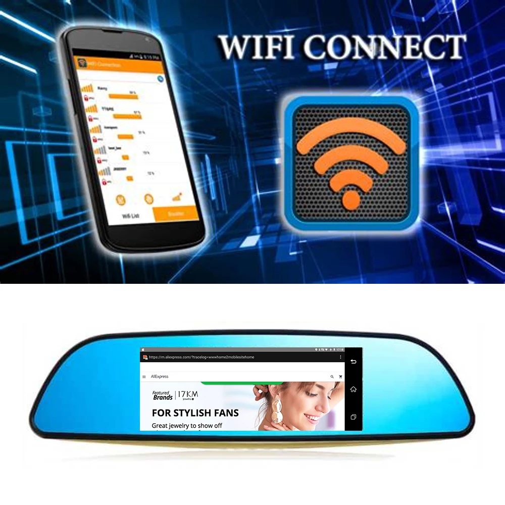 Panlelo 683 Автомобильный видеорегистратор 3g Wi-Fi Зеркало 6,8" видеорегистратор Full HD 1080 P видеокамера Android 5,0 gps Navi зеркало заднего вида