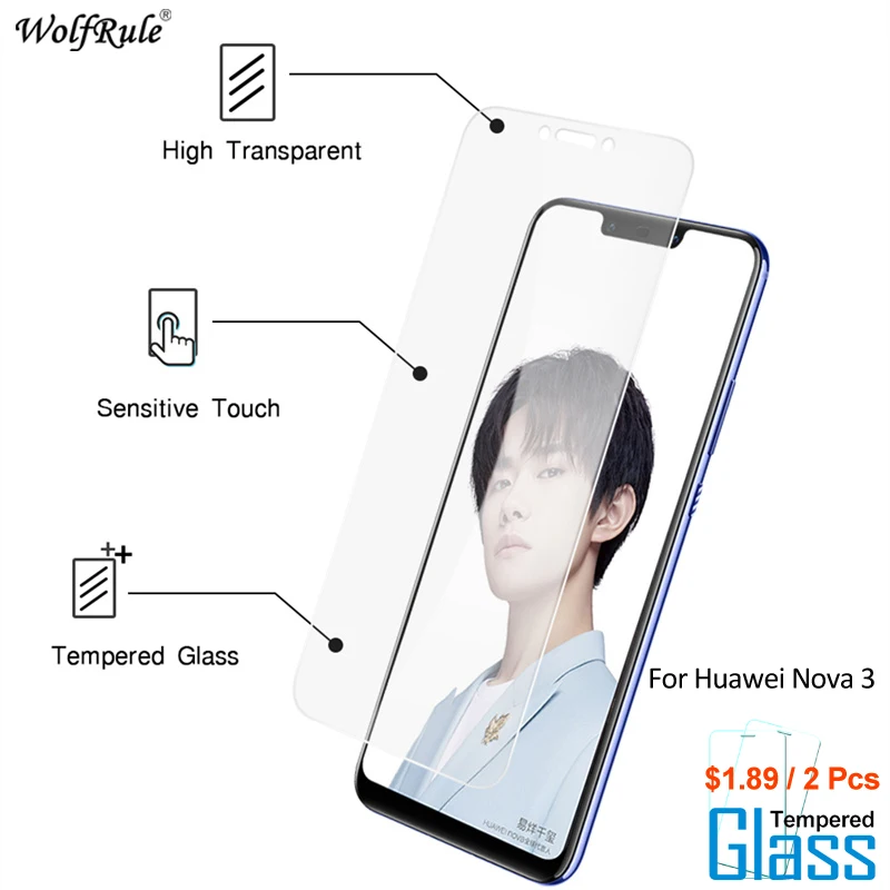 2 шт для стекла Huawei Nova 3 Защитная пленка экрана из закаленного стеклянная телефона