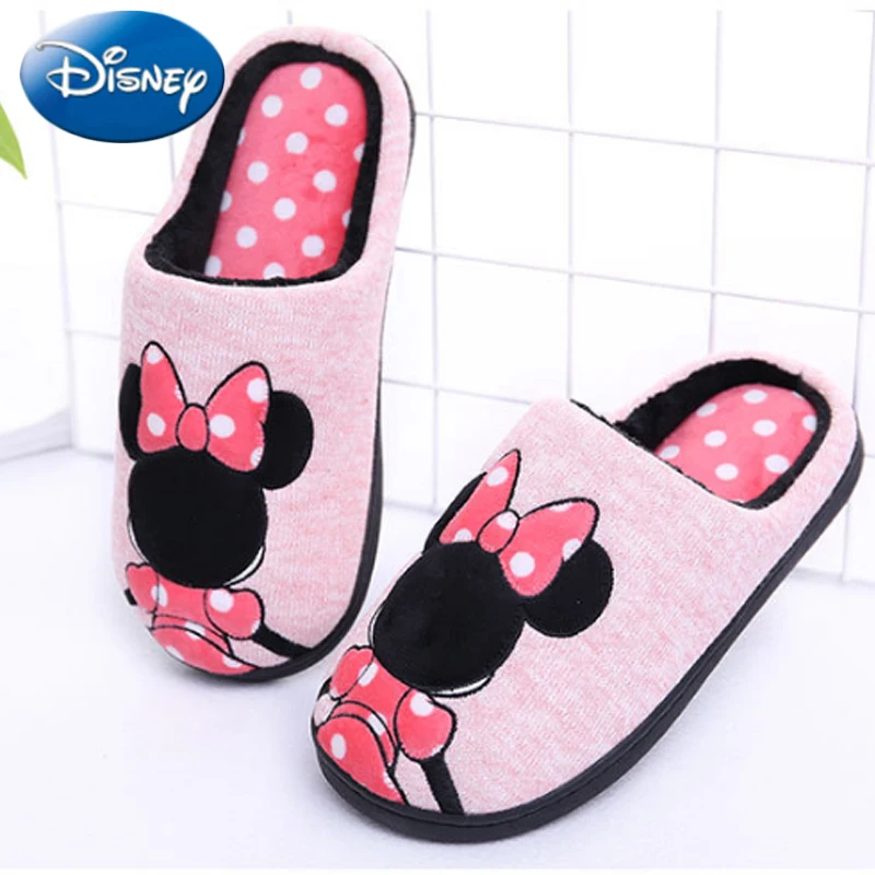 Disney/зимние милые розовые домашние хлопковые тапочки с Микки Маусом для мальчиков