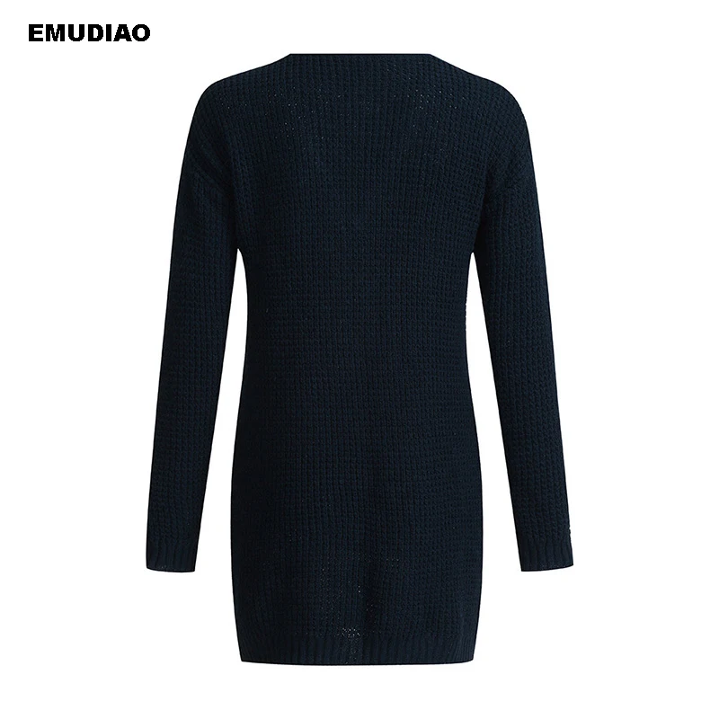 Женский вязаный свитер на молнии с длинным рукавом и v-образным вырезом