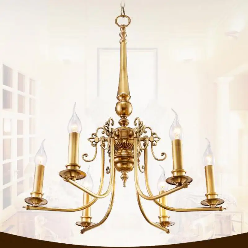 Люстра Lartin медная пасторальная Подвесная лампа с 6 ручками в американском стиле