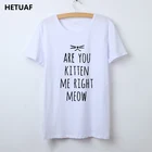 Женские футболки с принтом HETUAF Kawaii, Забавные футболки с изображением котенка ME RIGHT MEOW CAT Ulzzang, свободные женские футболки в стиле Харадзюку