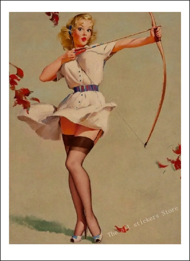 Вторая мировая война PINUP девушки классический ретро крафт-бумага плакат сексуальная девушка декоративная живопись военный Бар Кафе Декор для дома комнаты/809