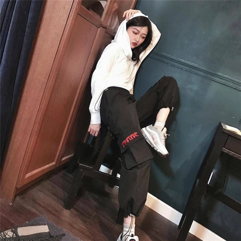Брюки-карго женские с завышенной талией уличная одежда свободные брюки-карандаш