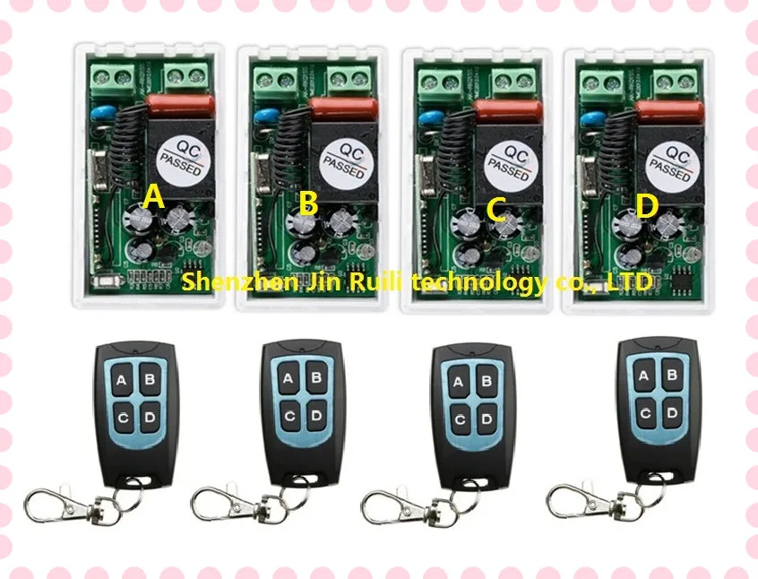 

Best Price AC 220 V 1CH Wireless Remote Control Switch System 4pcs Receiver & 4pcs Transmitter 315mhz/433.92mhz+Smart home