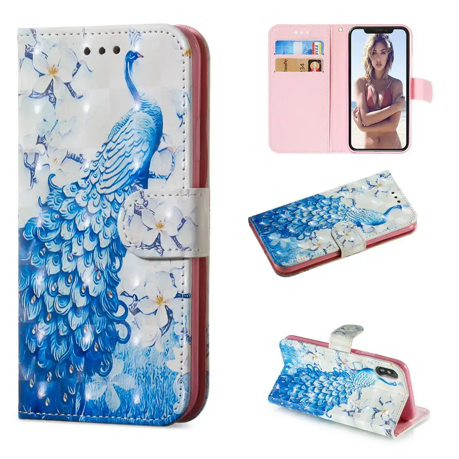 Роскошный чехол книжка с 3D видением для iPhone X XS XR Max Book Style Phone Чехол 5 5S SE 6 6s 7 8