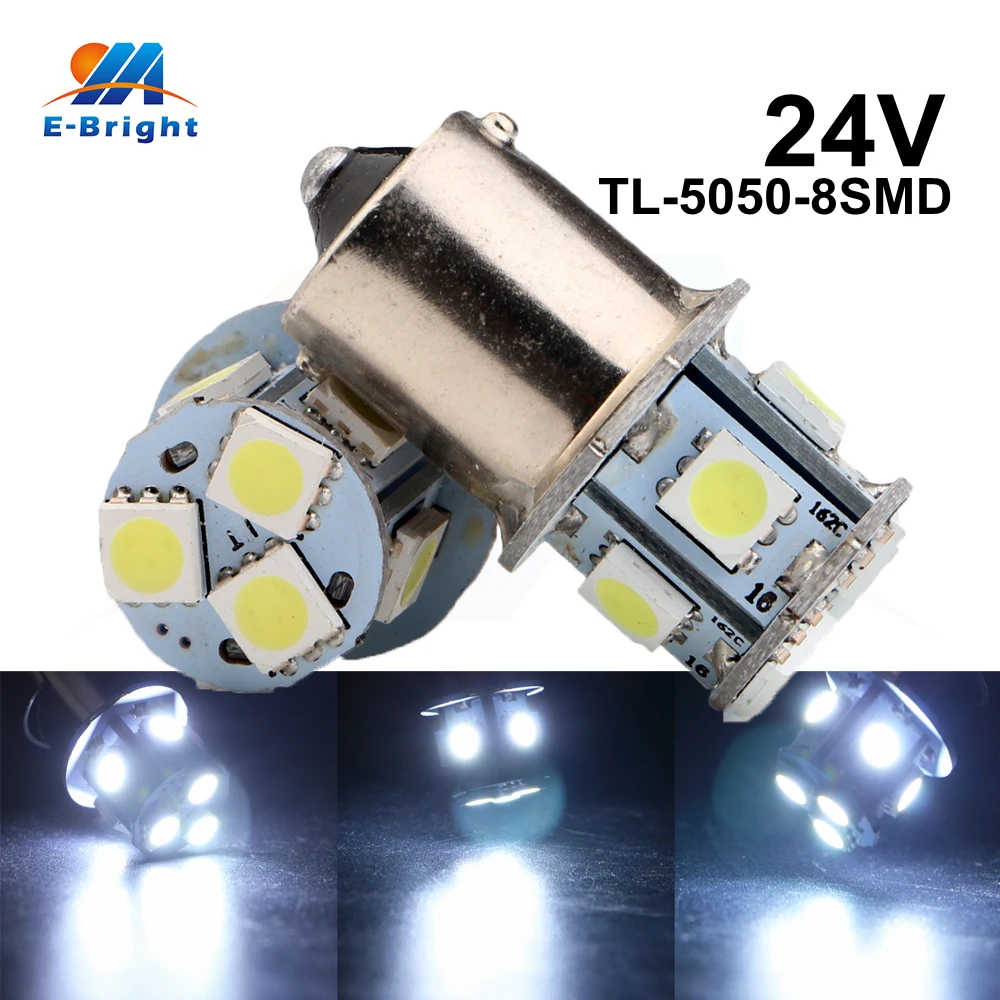 24V DC 10 шт 50 в наборе 5050 8 SMD P21W 1156 BA15S 1157 BAY15D светодиодный лампы для грузовиков