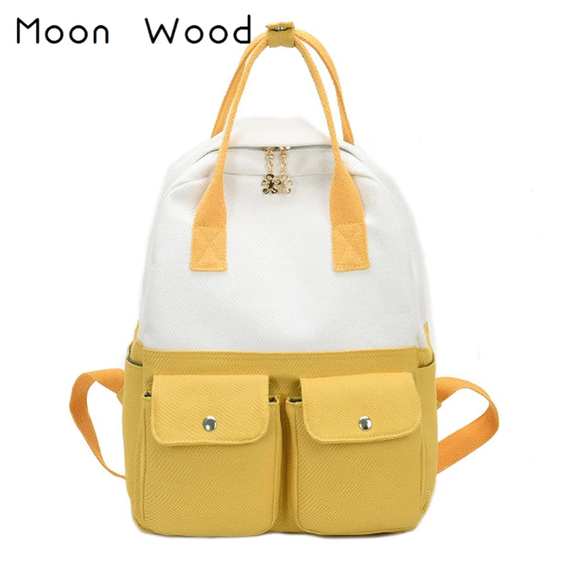 Moon Wood Повседневный парусиновый рюкзак с двойными карманами женский маленький