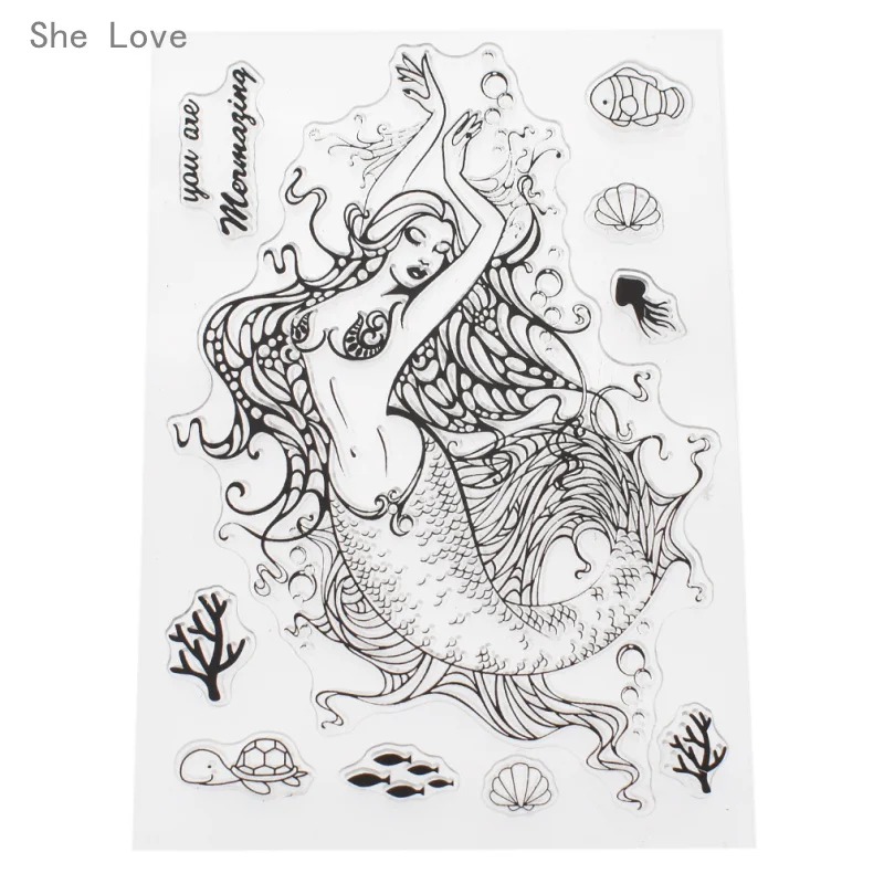 She Love Mermaid прозрачный Штамп для DIY скрапбукинга карты декоративный тиснение