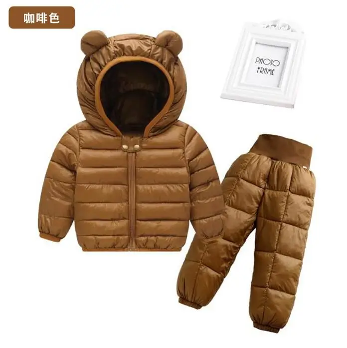 Для детей от 1 года до 5 лет от двух до семи лет, новая детская одежда для мальчиков и девочек, зимняя куртка с капюшоном пальто+ жилет+ брюки Водонепроницаемый зимние комплект тёплой детской одежды, детская одежда, костюм